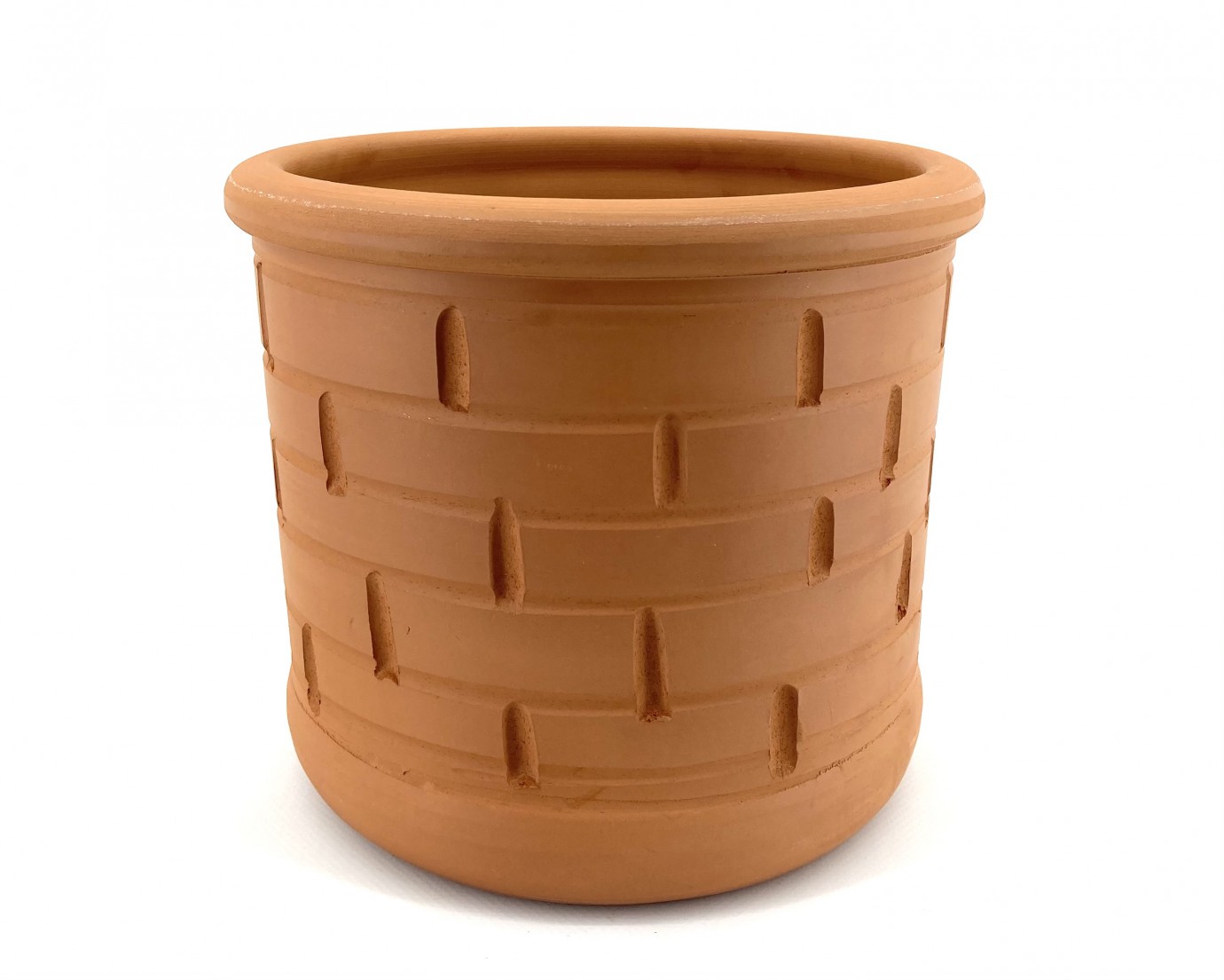 Naturel Toprak Saksı 30X25-Tuğla Desen