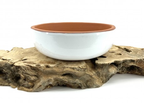 Beyaz Sırlı Bonsai Saksısı 22X8-Baskı Bonsai Saksısı