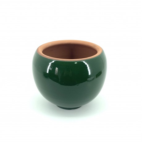 Koyu Yeşil Sırlı Toprak Saksı 16X16-Küre
