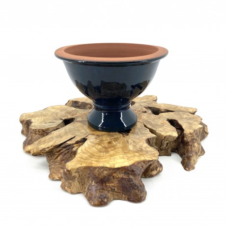 Mavi Çift Sırlı Bonsai Saksısı Ayaklı 23X16-Ayaklı Çanak