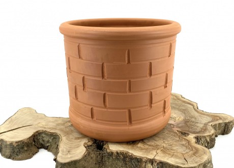 Naturel Toprak Saksı 30X25-Tuğla Desen