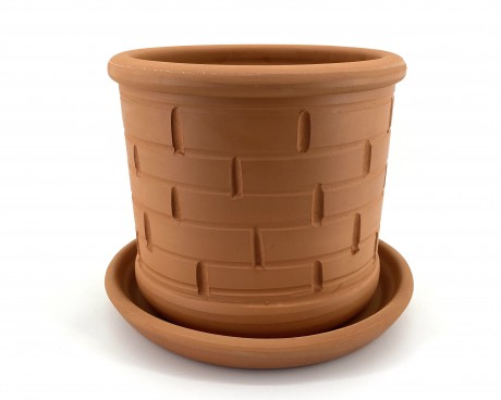 Naturel Toprak Saksı 30X25-Tuğla Desen