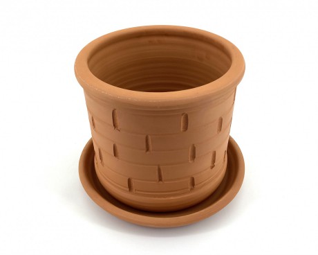 Naturel Toprak Saksı 30X25-Tuğla Desen