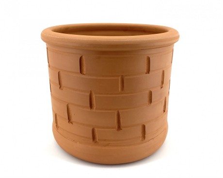 Naturel Toprak Saksı 30X25-Tuğla Desen